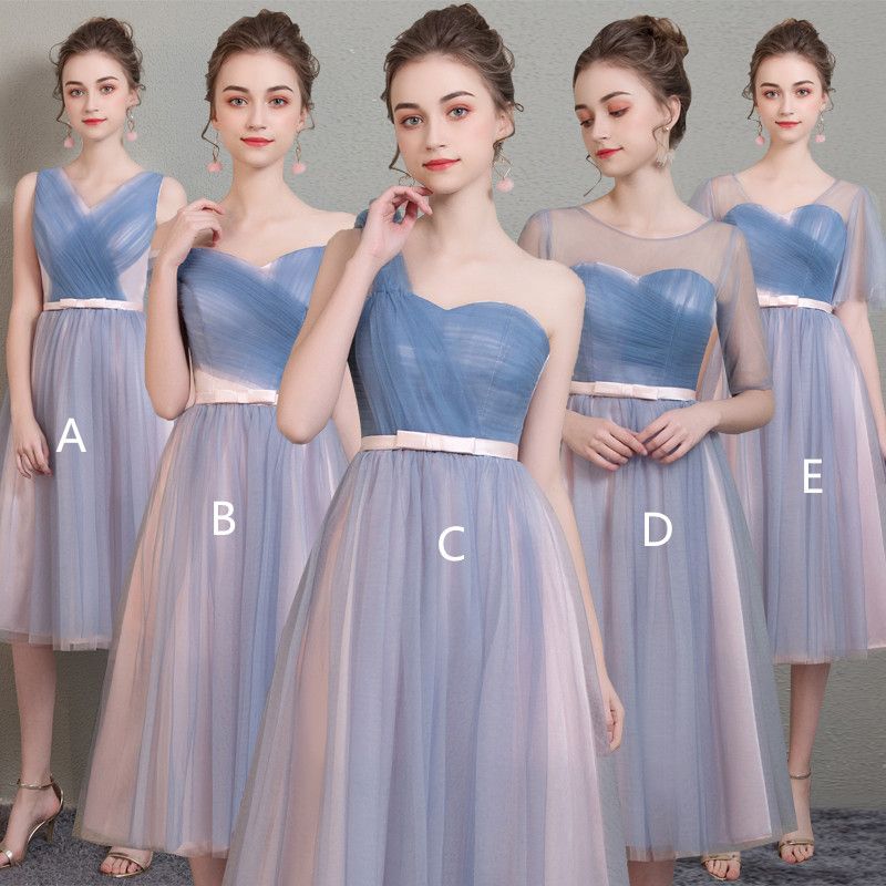 Compra Vestidos De Dama De Honor Cortos De Tul Rosa Azul Con Arco 2020 De  Rodilla Vestido De Boda Vestido De Boda Demoiselle Honneur Barato | Entrega  Rápida Y Calidad | Es.Dhgate