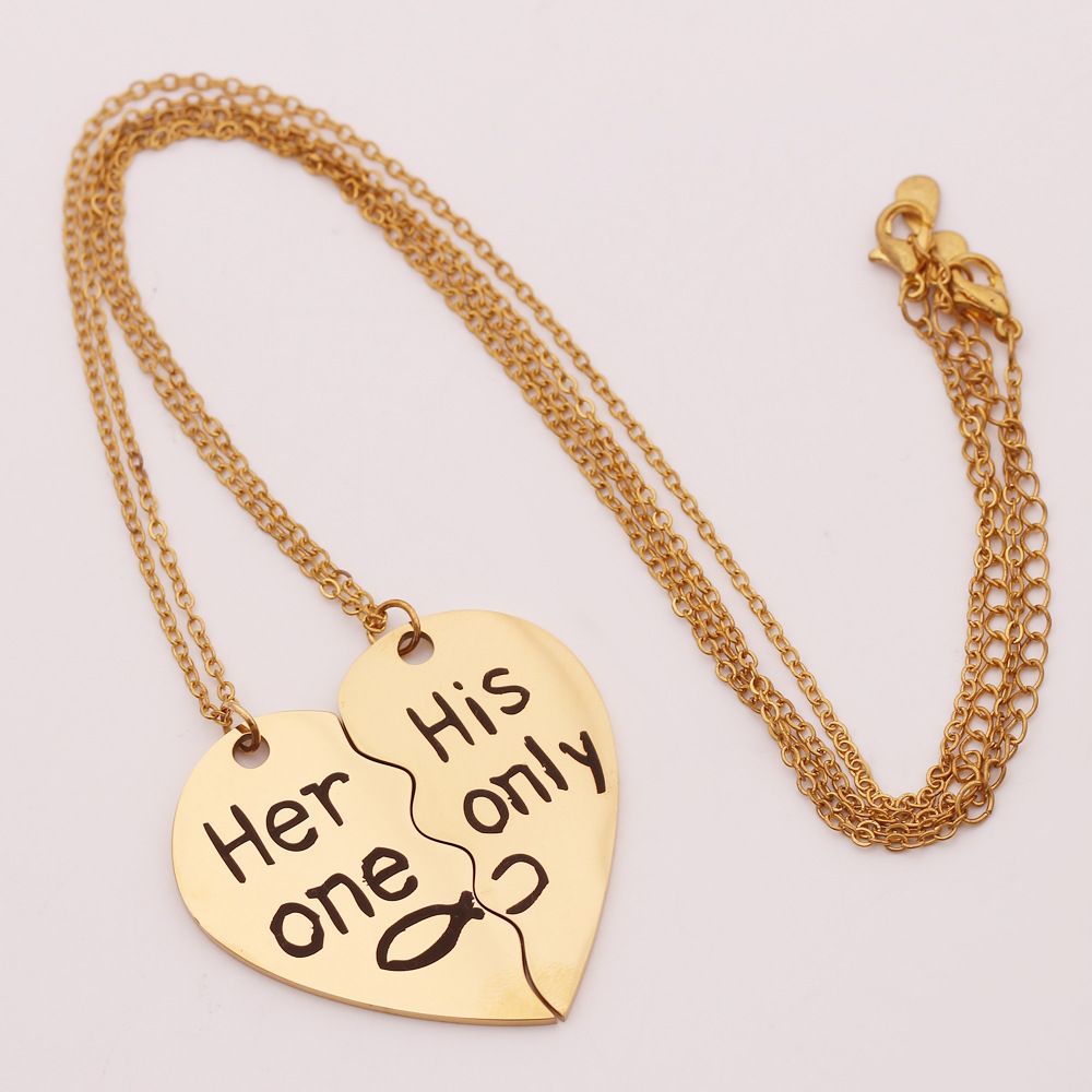 Wholesale Stainless Steel Broken Heart Her One His Only Necklace Gold Heart Infinity Love Pendant Women Men Lovers Couple Necklace Friendship From Relove 1 94 Dhgate Com