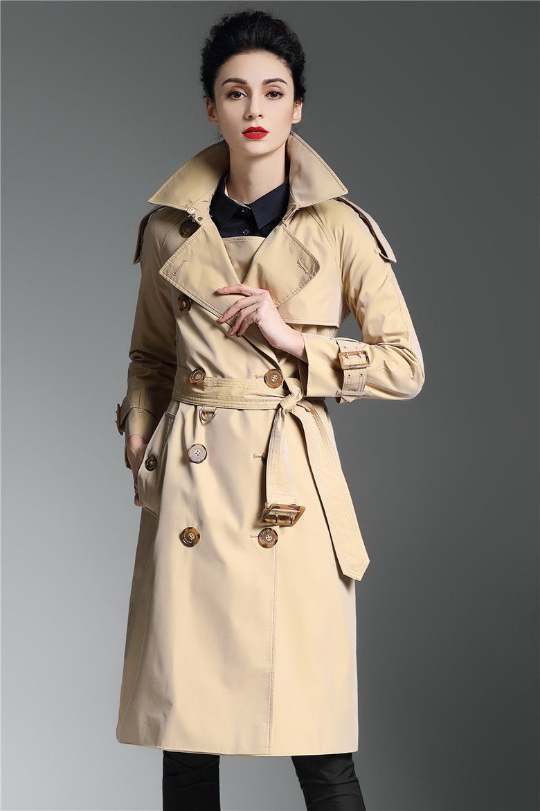 British Double Breasted Gabardine Waterproof Gradient Trench Coat For ...