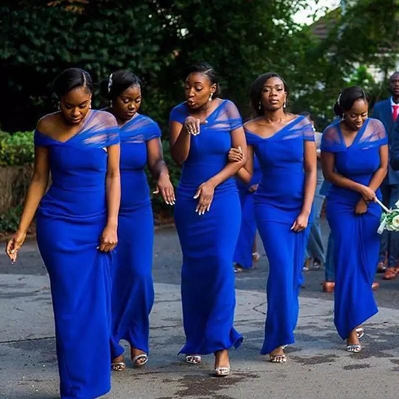 royal blue and gold wedding bridesmaid dresses