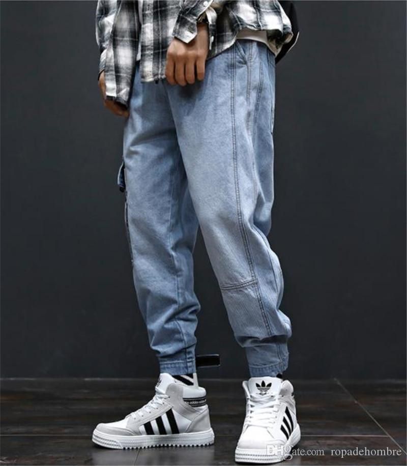 Compra Hiphop Pantalones Flojos Azules Claros Hombre De Los Vaqueros Para  Hombre De La Manera De Largo Con Bolsillos De Carga Barato | Entrega Rápida  Y Calidad | Es.Dhgate