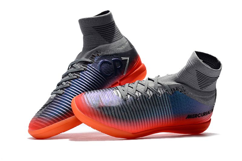 Gris Naranja CR7 Zapatos de fútbol Mercurial Superfly V TF / IC Zapatos de para niños