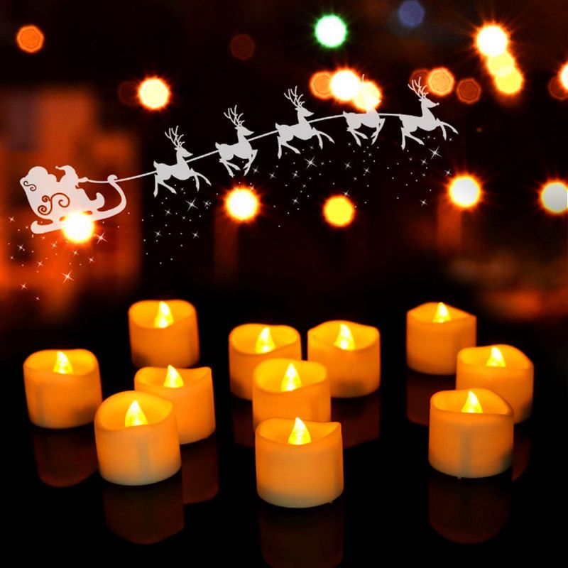 2021 Bulk Battery Tea Lights Halloween Hot Yellow Light Smokeless Led Candle Light Bright Warm