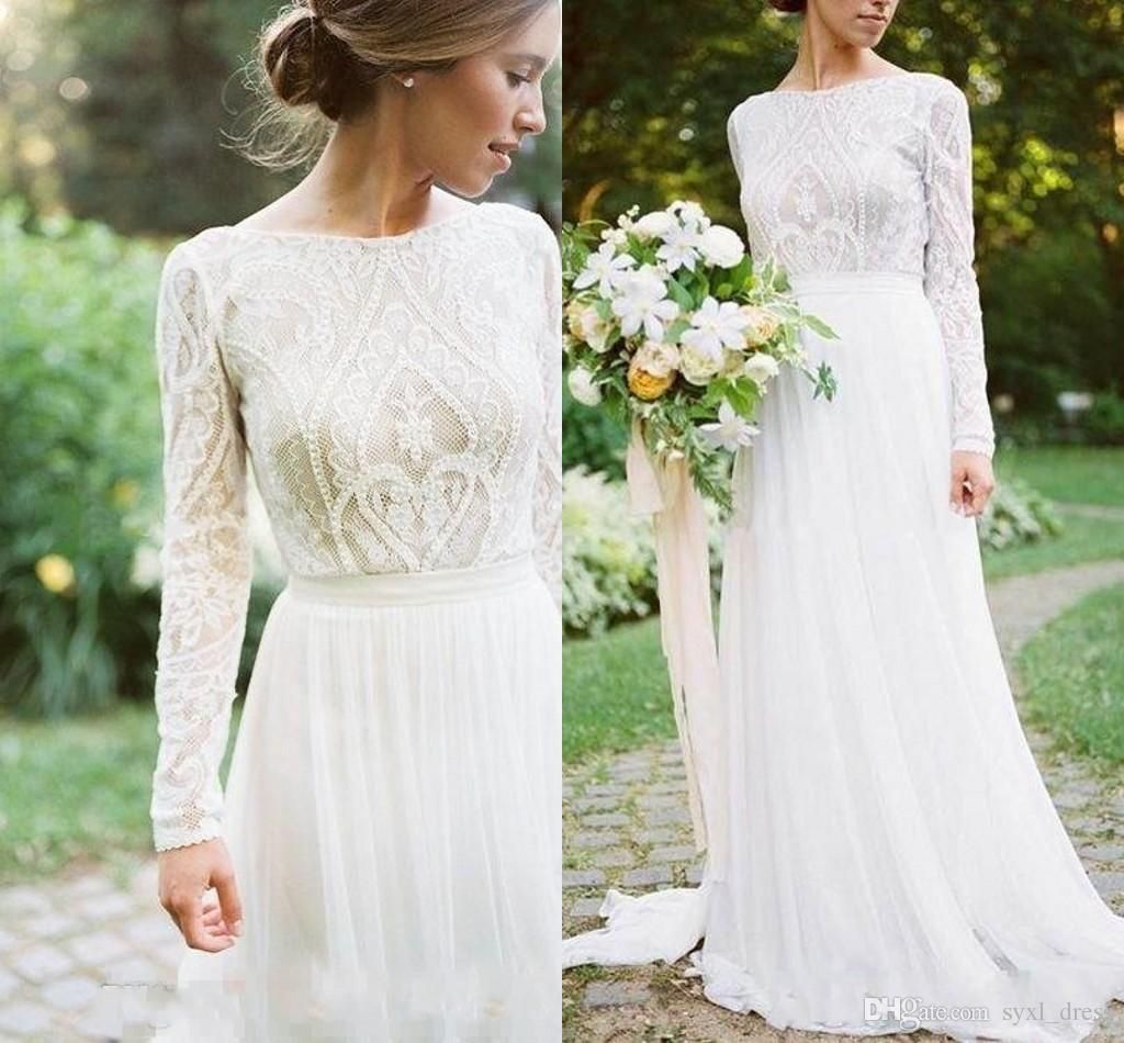 long sleeve sheath bridal gowns