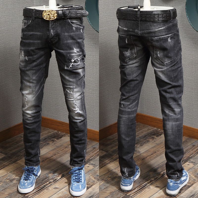 Compra Boy Negro Wash Jeans Gastados Atractivo Torsión Fit Diseño  Pantalones Vaqueros Delgado Aptitud Vaquero Vaqueros Del Hombre Barato |  Entrega Rápida Y Calidad | Es.Dhgate