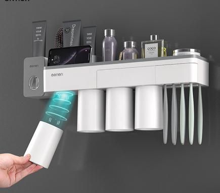Automatic Toothpaste Dispenser Solar Energy UV Toothbrush Holder Wall Mount Stan