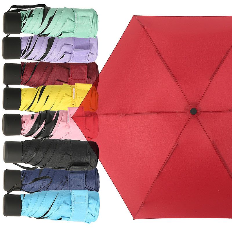 Mini paraguas de bolsillo portátiles ligeros Mujeres 5 veces a prueba viento lluvia sombrilla anti-