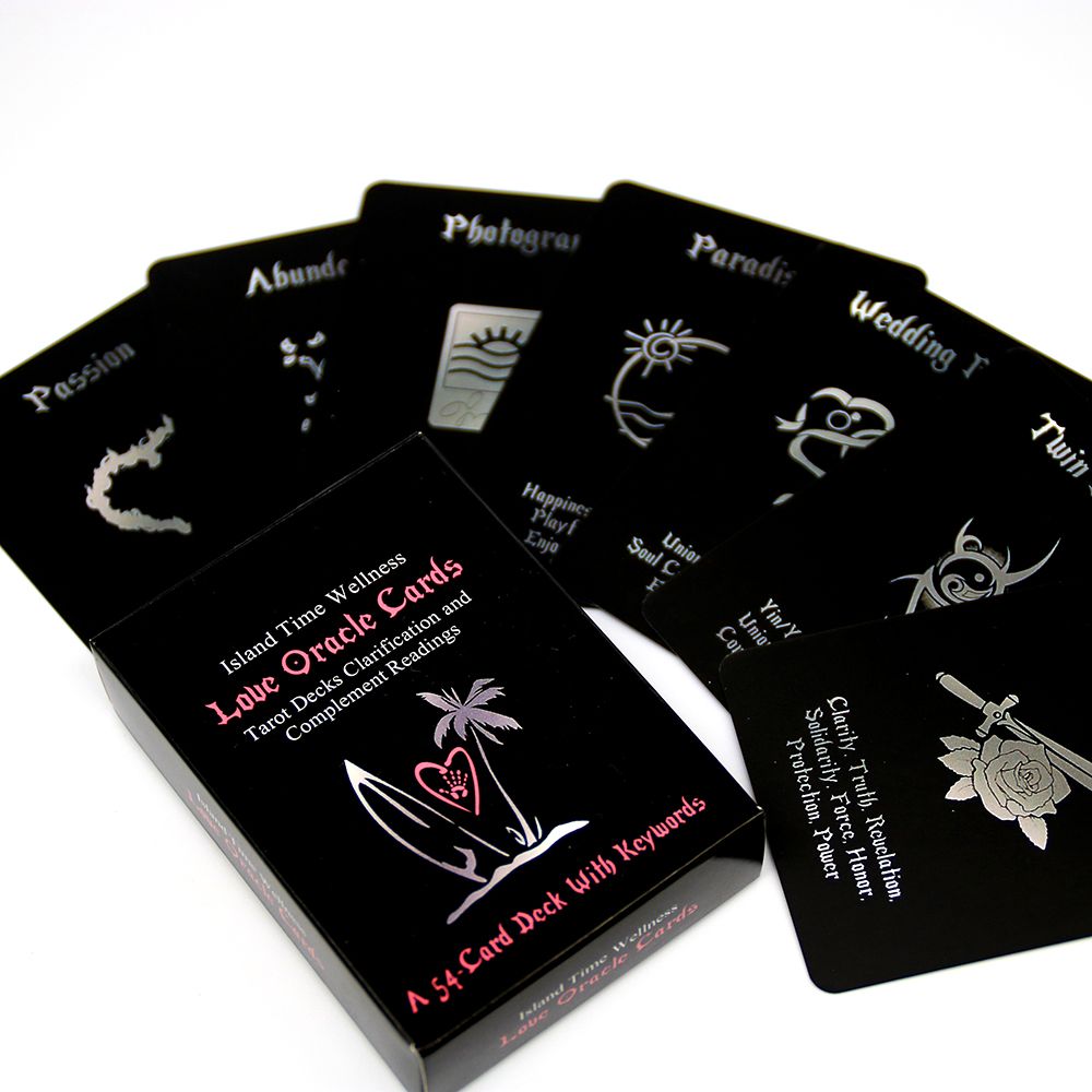 Island Love Oracle Cards wellness time Mazzo di tarocchi nero in versione inglese completa con parole chiave chiarimento cartomanzia gioco di previsione del destino 