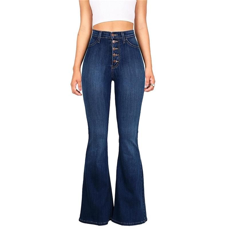 Compra Blue Flare Skinny Denim Jeans Mujer Botones De Cintura Alta Tallas  Grandes Pantalones Pantalones De Cuerpo Entero BuLifting Casual Fashion  Jeans Barato | Entrega Rápida Y Calidad | Es.Dhgate
