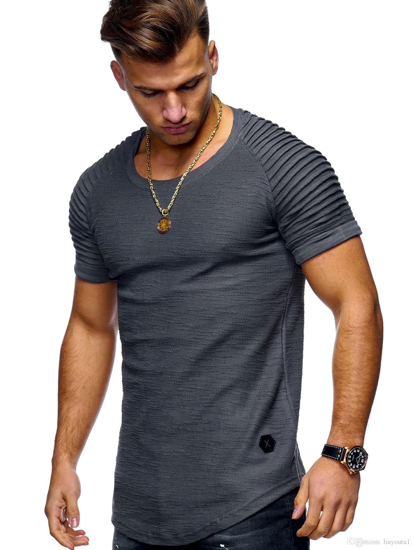 Men Stylish Tee Slim Fit Striped T-shirts Casual Shirt Fashion Short Sleeve Tops