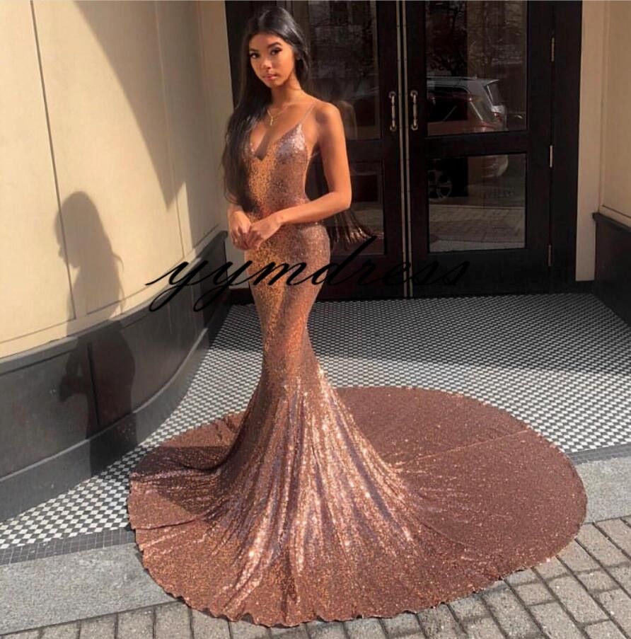 rose gold dress with train