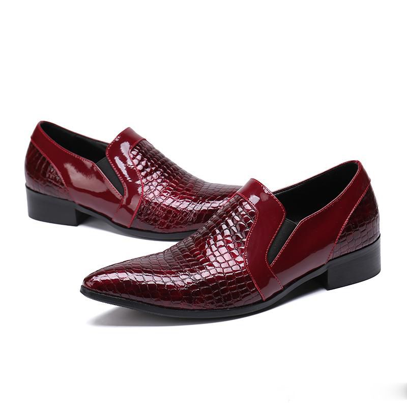 Mens Gold Red Toe British Slip on Patent Shiny Leather Loafer Dress Formal Shoes