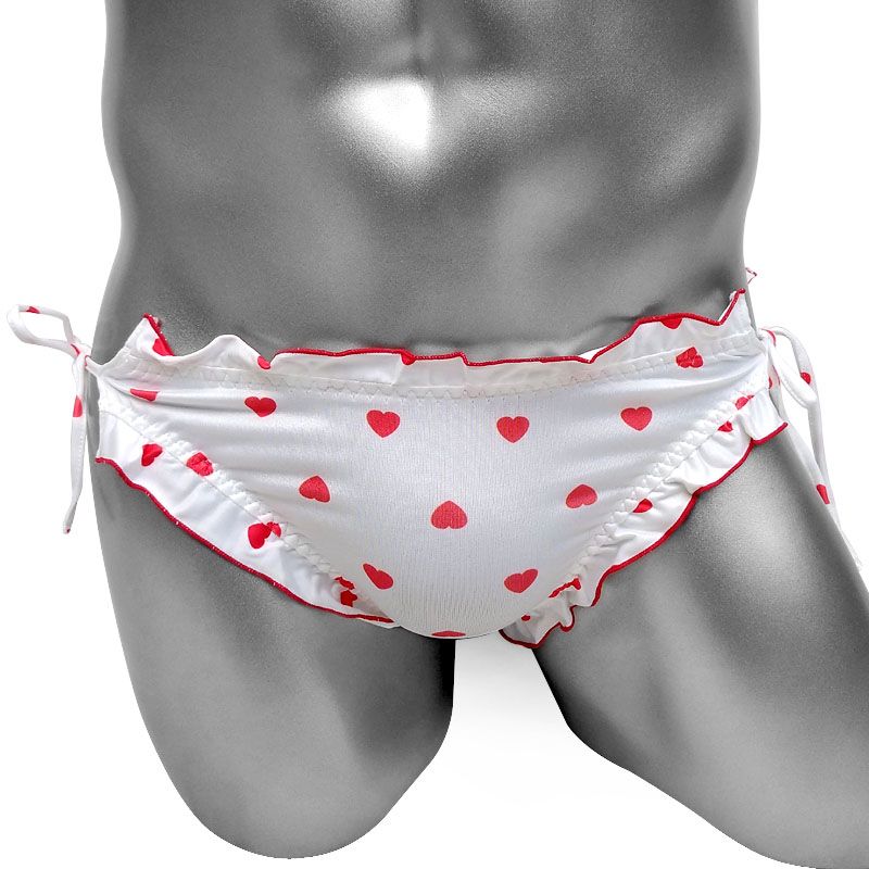 Persona enferma Fortalecer Rítmico bragas de lencería sexy con volantes Lolita Crossdresser volantes Sissy  Cordón bragas con estampado de corazones lindo encantador para hombre  resumen la ropa interior