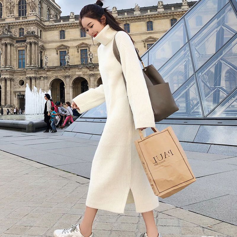 2020 Autumn Winter Turtleneck Sweater Dresses Women Loose Thick Long  Knitted Dress Long Sleeve Bottoming Dress Female Vestidos 1481 Y190425 From  Jinmei03, $30.13 | DHgate.Com