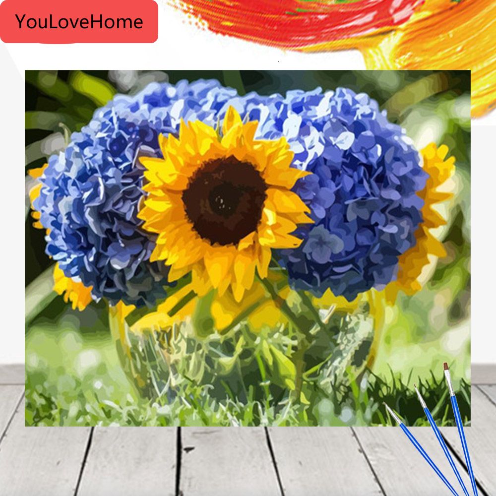2020 Picture By Number Kits Sunflower On Canvas Handpainted Oil Painting Art Gift Diy Home Decoration Modern Home Decor From Youlovehome 9 33 Dhgate Com