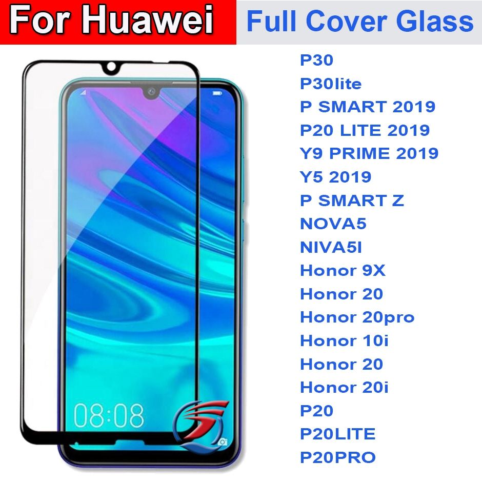 Full Cover Tempered Glass Phone Screen Protector For Huawei P30