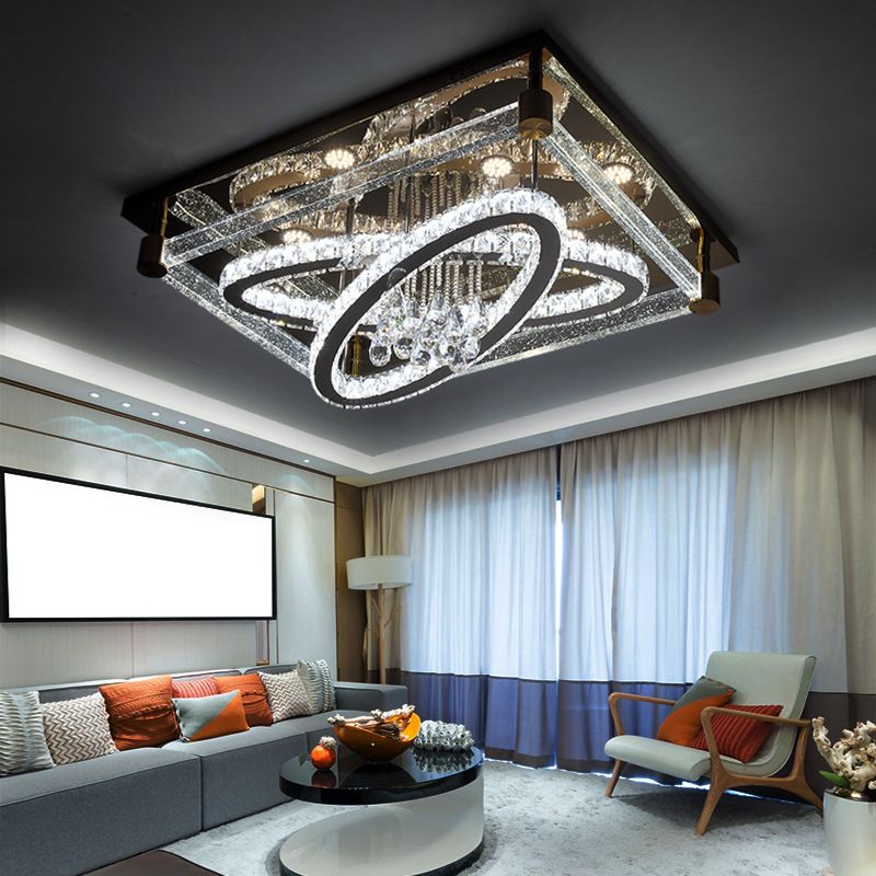 2019 Simple Modern Creative Rectangular Ceiling Light Oval Led Crystal Lamps Living Room Restaurant Bedroom Hotel Ceiling Lights Fixture Lighting From