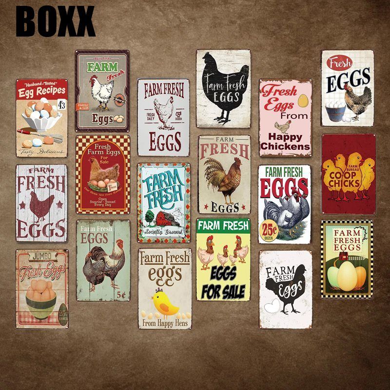 Farm Fresh Eggs Vintage Metal Tin Signs Retro Farm Plate Art Wall Decor Farm Fresh Eggs Vintage Metal Tin Signs Retro Farm Plate Art Wall Decor