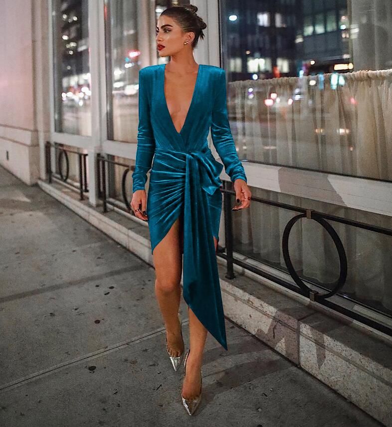 irregular wrap bodycon dress