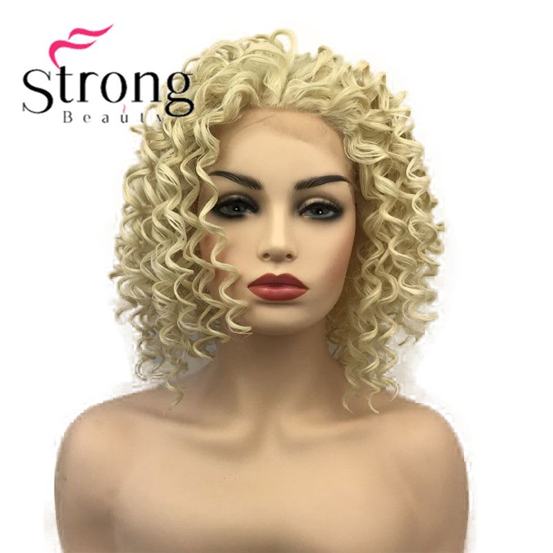 medium blonde curly wig