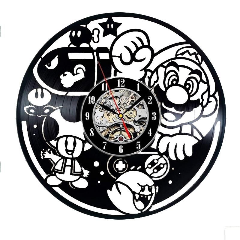 Compre Diy Regalo Para Cambio De Reloj Super Mario Bros Art Decoracion Para El Hogar Disco De Vinilo Reloj Diseno De La Habitacion Regalo Colgando Para El Nuevo Diseno De Color Negro