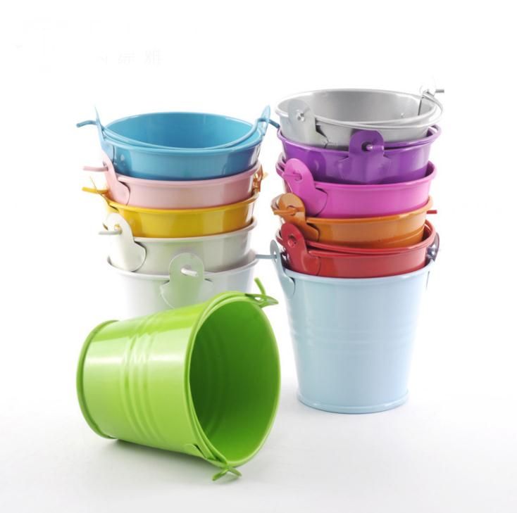 12 Pastel Pink Tinplate Pails