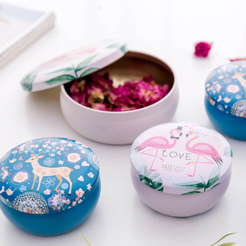 Girls Gifts Desk Organizer Flamingos Pattern Round Jewelry Cases