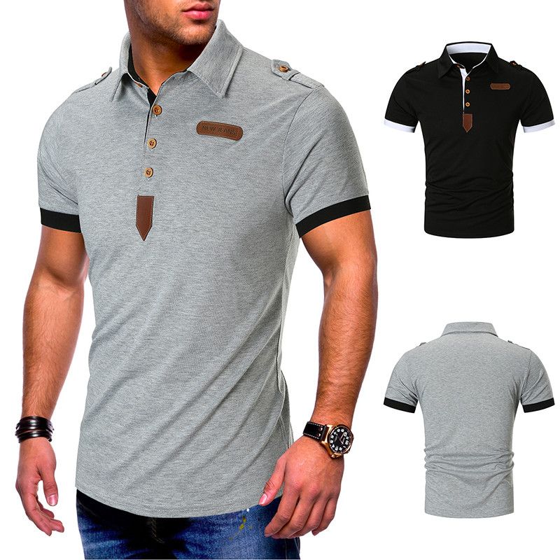 2020 Summer Mens Polos Designer Leather Panelled Natural Color Polo ...