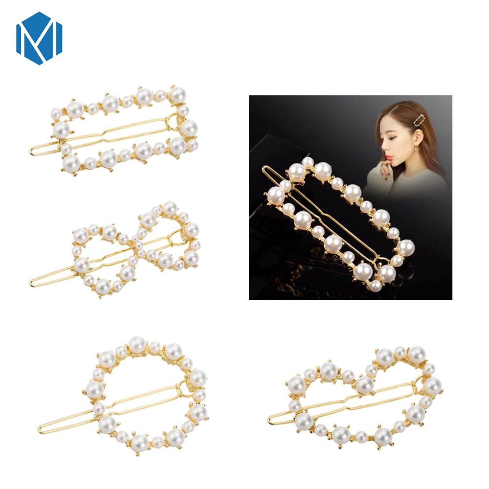 M Mism Pearls Hair Clips For Women Fashion Sweet Imitation Korean