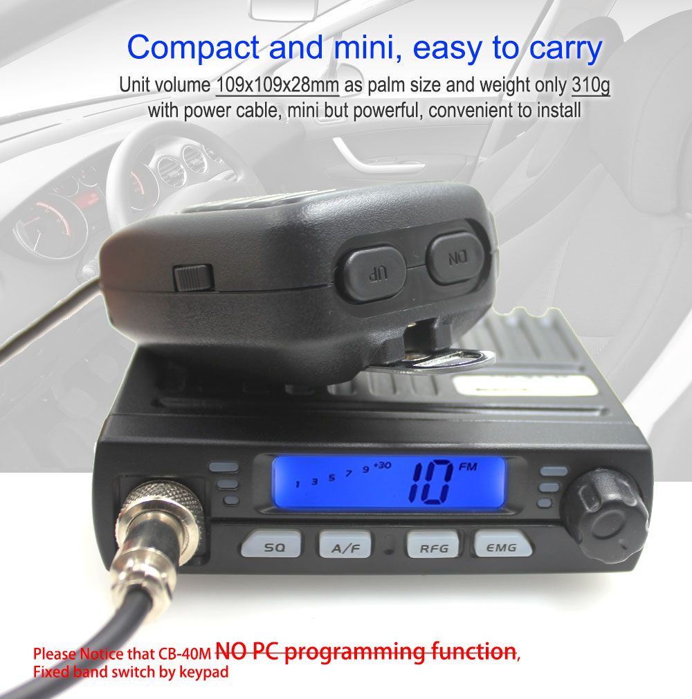 Ultra Compact AM/FM Mini Mobie 8W CB Radio 26MHz 27MHz 10 Meter Amateur