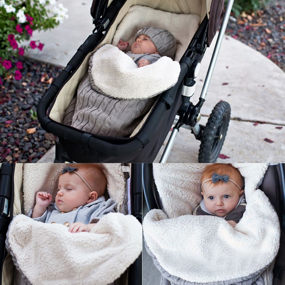 Infant Baby Newborn Blanket Knit Crochet Winter Warm Swaddle Wrap Sleeping Bag 