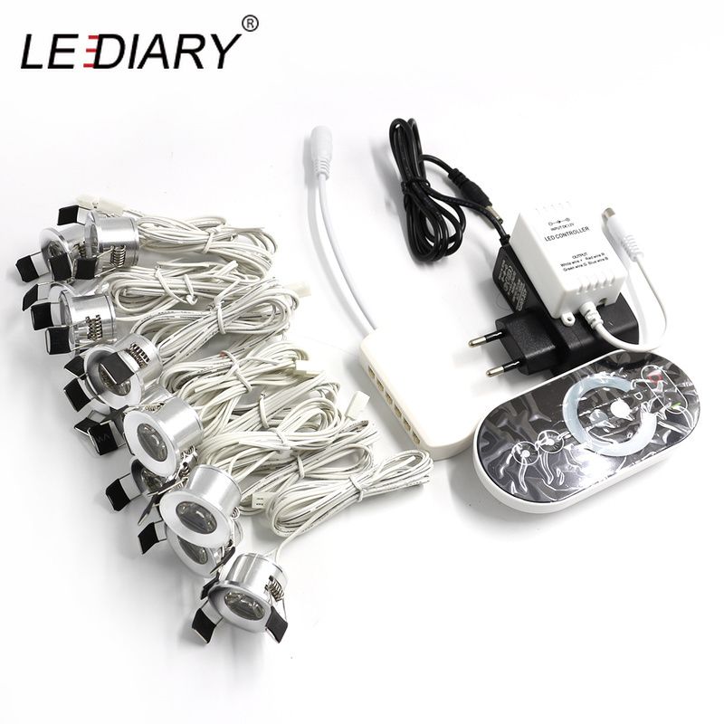 LEDIARY 3 Pack Mini Downlights for Ceiling Cabinet,12V Warm White,27mm Cut Out Spotlight,with Power Plug and Six Holes Connect Box