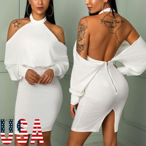 long sleeve halter dress