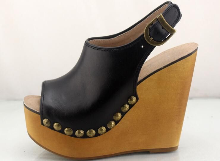 wooden wedge clogs