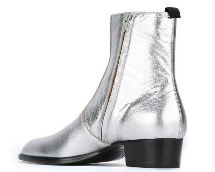 mens silver chelsea boots
