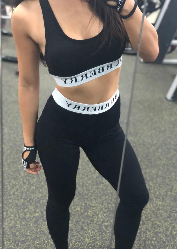 burberry tights and sports bra