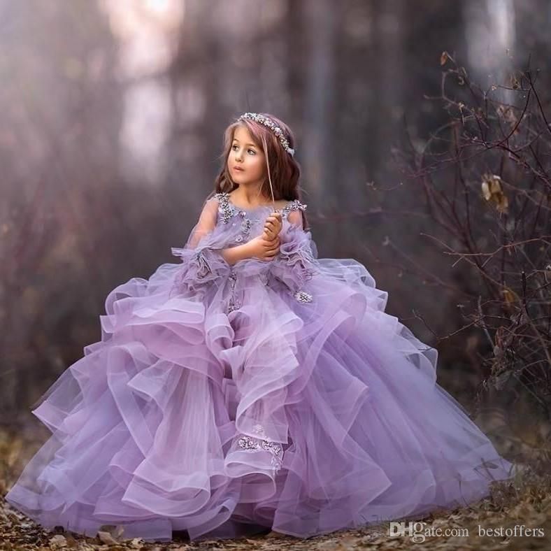 2020 Tulle Lavender Flower Girl Dresses 