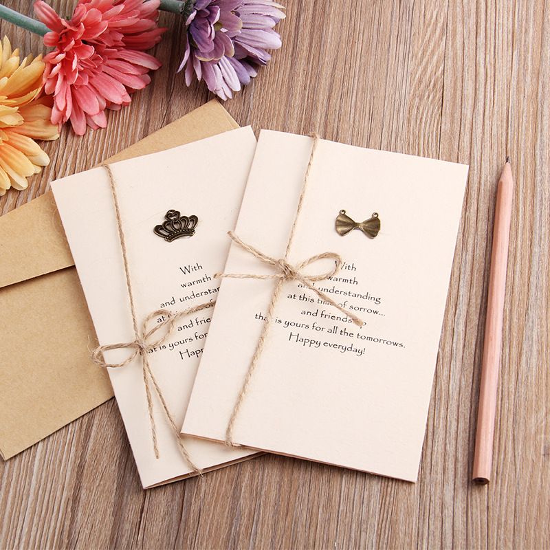 kraft paper blank cards zakka metal diy greeting card for christmas birthday thanksgiving wedding blessing invitation card animated greetings cards invitation blank cards