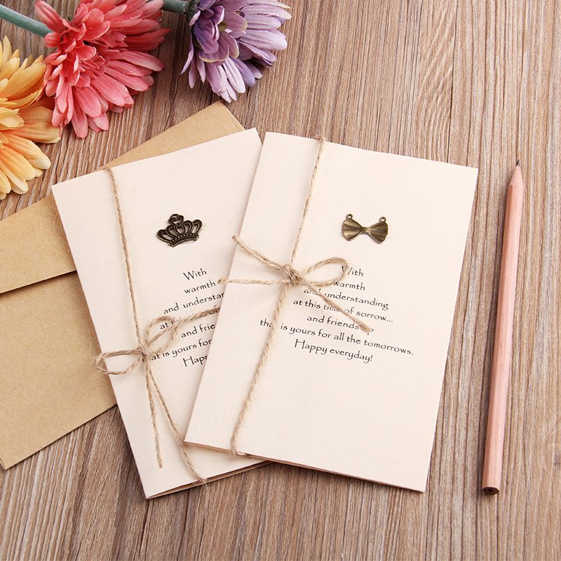 Acquista Carte Di Carta Kraft Blank Biglietto Di Auguri Fai Da Te In Metallo Zakka Biglietto Di Auguri La Benedizione Del Matrimonio Di Ringraziamento Il Compleanno Di Natale A 0 46 Dal