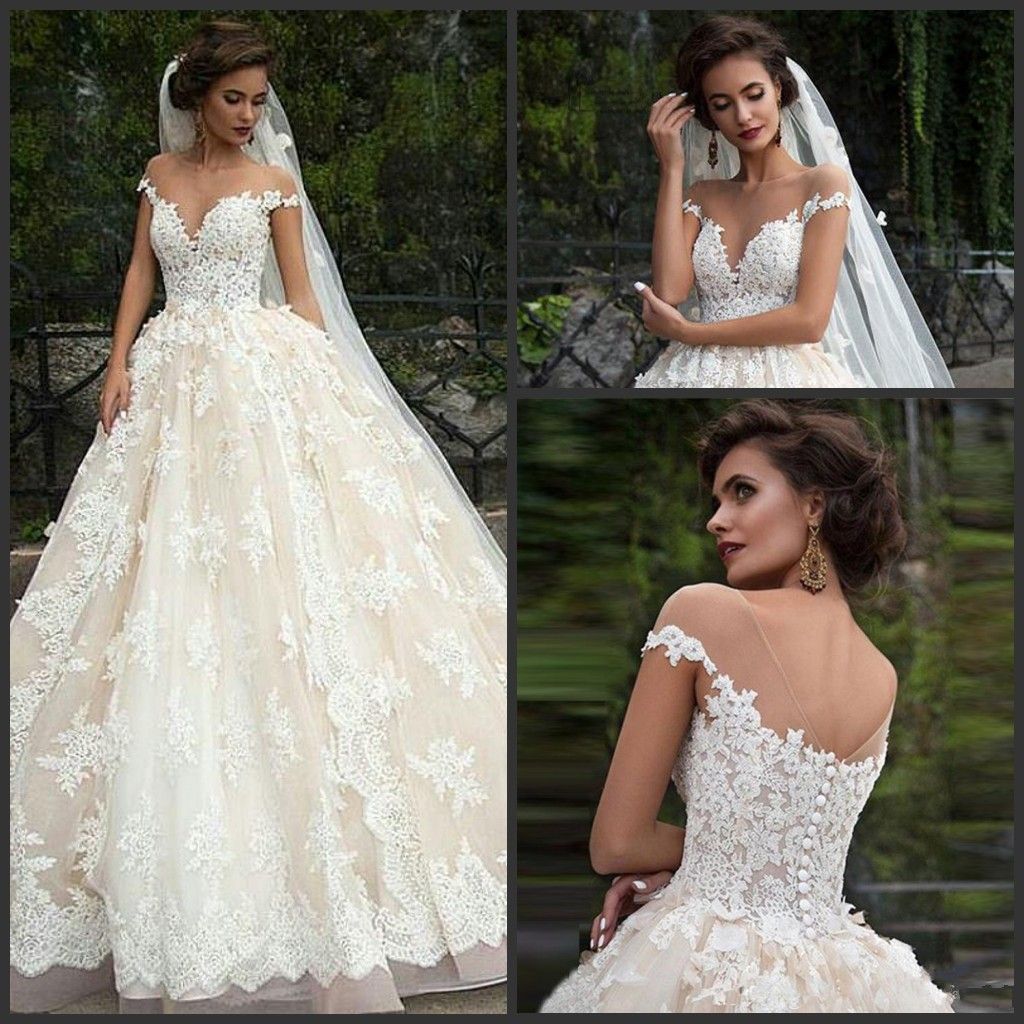 white lace ball gown