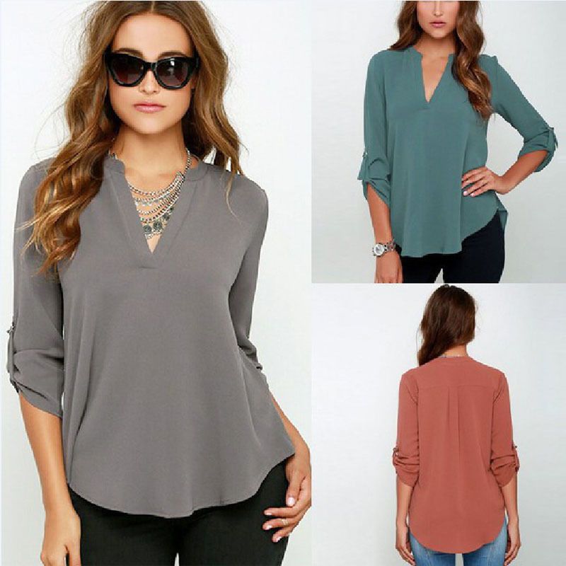 Compra Blusas Informales Para Mujer Primavera Otoño Moda Manga Larga Chifón  Señoras Camisa De Trabajo De es Camisa Cómoda Barato | Entrega Rápida Y  Calidad | Es.Dhgate