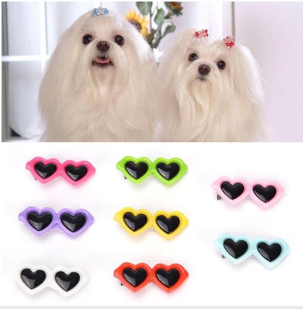 2020 Pet Dog Hair Bows Clips Love Style Doggie Boutique Sunglasses