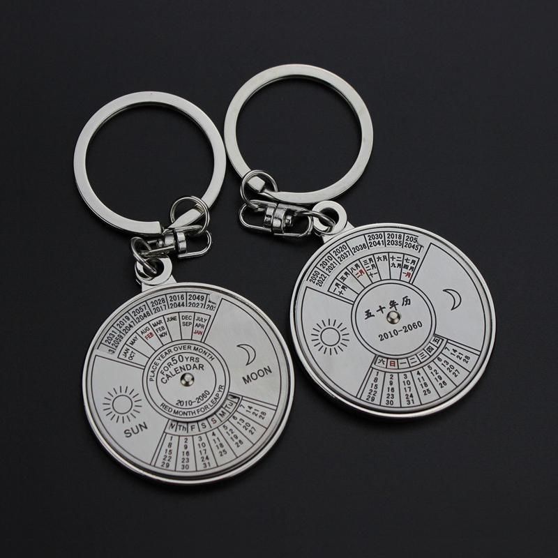 Best Keychain Flashlight 2021 50 Years Calendar Keychain For Men Women Big Round Pendant Key 
