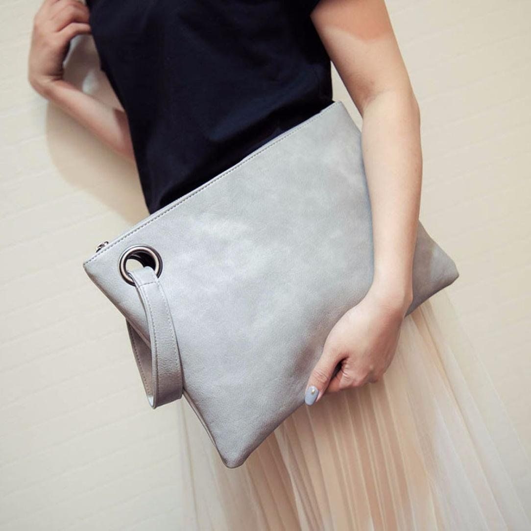 ZOONAI Oversized Clutch Bag Purse Womens Large leather Evening Wristlet Handbag 