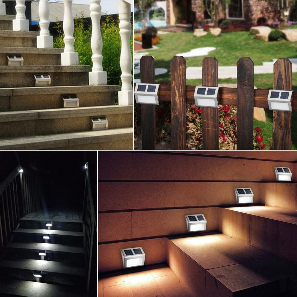 Solar LED Light Outdoor Stair Step Solar Lamp 2 LEDs Lumiere Solaire  Exterieur Garden Fence Wall Lamp Luz Solar Jardin Light From Hannord,  $100.51