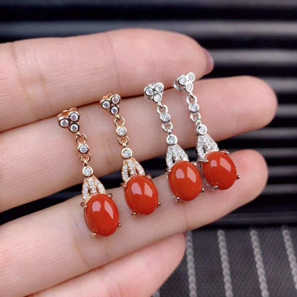 Quality RED CORAL /& 925 Sterling Silver Earrings Jewelry