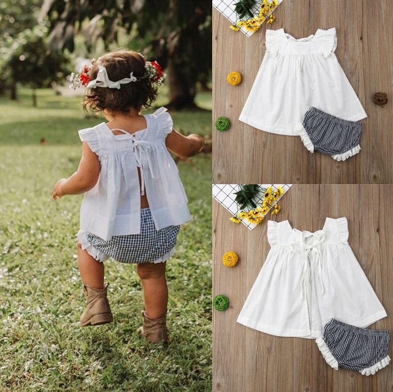 2PCS Toddler Baby Girls Summer Sleeveless Flower Lace Dress+Headband Outfit Set