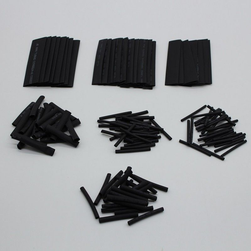 127Pc assortimento Wire Wrap Nero Calore Shrink Tubo Guaina isolante elettrico