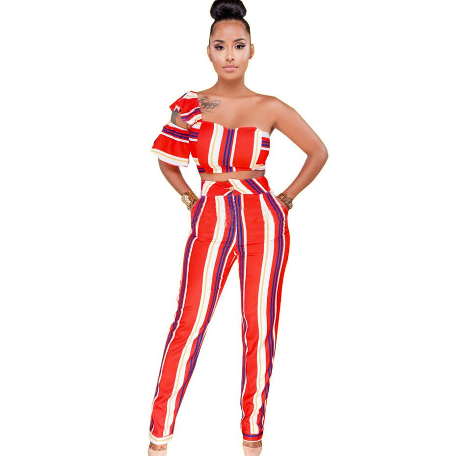 one shoulder two piece set