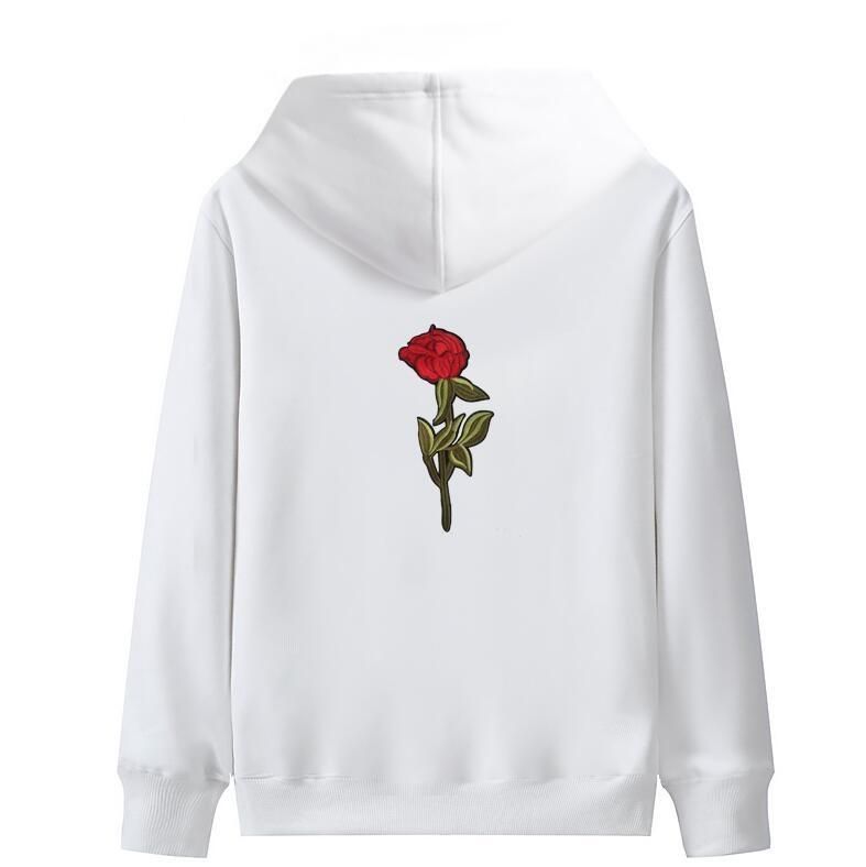 mens hoodie with rose embroidery